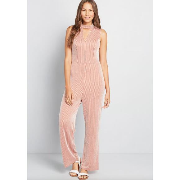 ModCloth For the Bliss of It Jumpsuit High Neck Wide Leg Preppy Red Stripes 2X - Picture 1 of 10